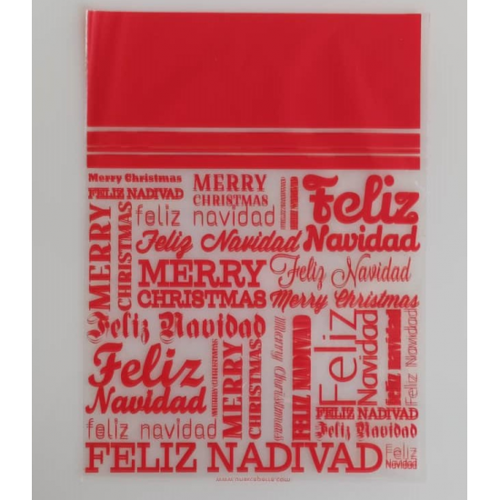 Bolsas de regalo transparente gde. Modelo Feliz Navidad Bolsas de regalo transparente gde. Modelo Feliz Navidad