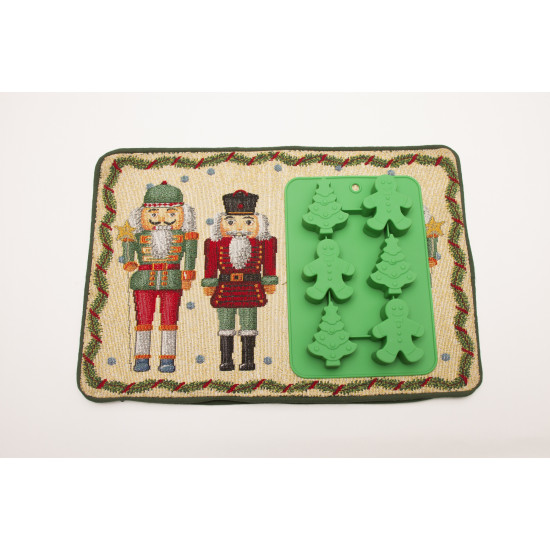 Molde con diseño de Pinos y Muñecos de Jengibre verde Molde con diseño de Pinos y Muñecos de Jengibre verde