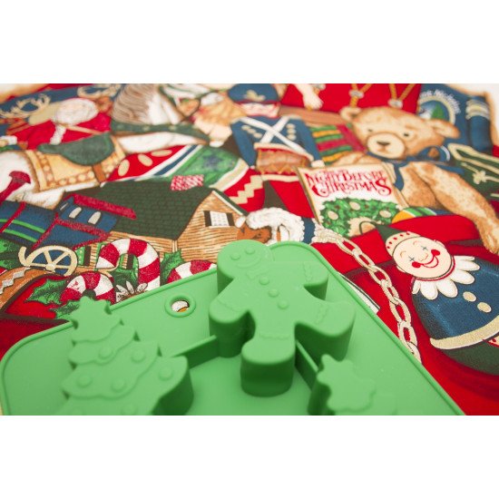 Molde con diseño de Pinos y Muñecos de Jengibre verde Molde con diseño de Pinos y Muñecos de Jengibre verde