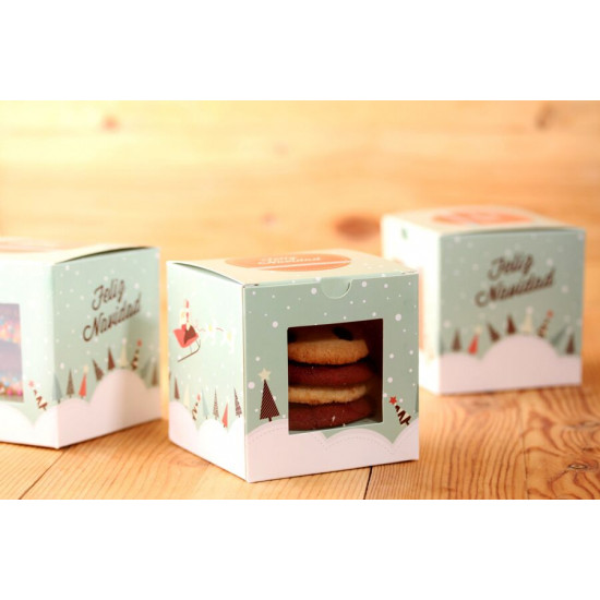 Paquete de 10 cajas de regalos para 1 ponquecito cupcake modelo Nevando Paquete de 10 cajas de regalos para 1 ponquecito cupcake modelo Nevando