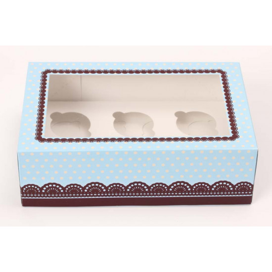 Caja de regalos para 6 ponquecitos cupcakes o 12 petit four modelo penélope