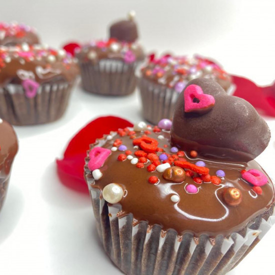 Box de 6 Cupcakes de chocolate "San Valentin" sin azúcar de Fior Healthy Snacks