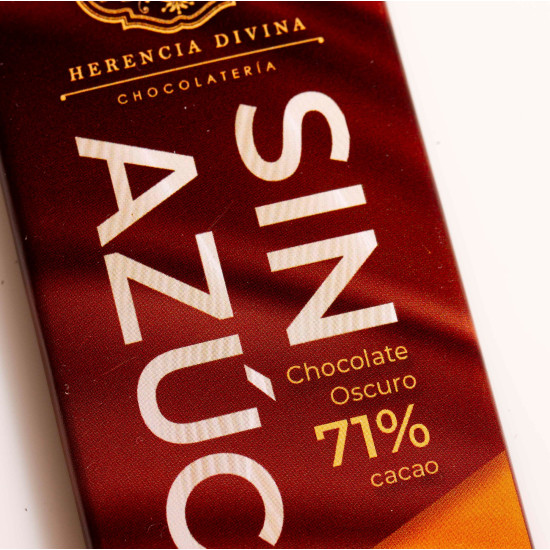 Barra de chocolate Herencia Divina 71% cacao sin azúcar 36 g