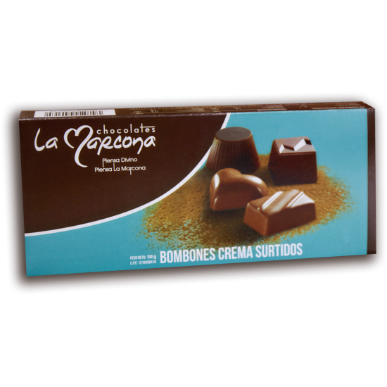 Caja de Bombones rellenos de Crema Surtidos (21 estuches) de Chocolates La Marcona 
