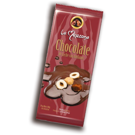 Caja de Barra de Chocolate de leche con Avellanas (100 g) de Chocolates La Marcona 