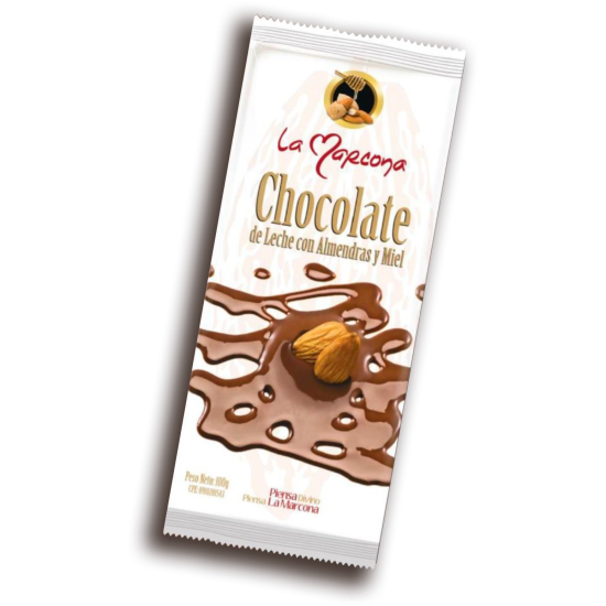 Caja de Barra de Chocolate de leche con Almendras y Miel (100 g) de Chocolates La Marcona 