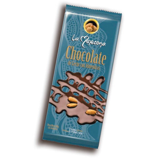 Caja de Barra de Chocolate de leche con Almendras (100 g) de Chocolates La Marcona 