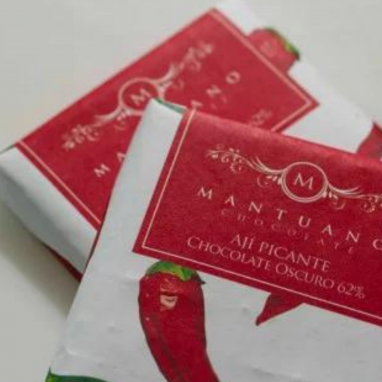 Barra de chocolate oscuro 62% con ají picante Mantuano de 40 g Barra de chocolate oscuro 62% con ají picante Mantuano de 40 g