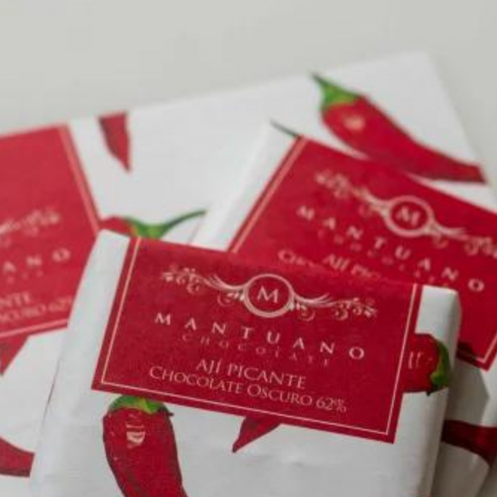 Barra de chocolate oscuro 62% con ají picante Mantuano de 40 g Barra de chocolate oscuro 62% con ají picante Mantuano de 40 g