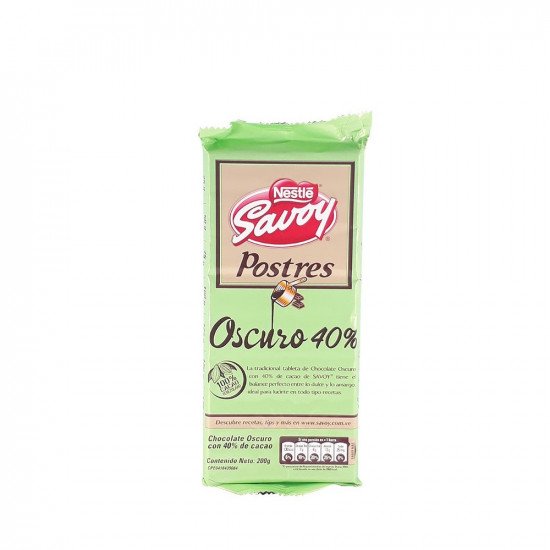 Savoy Postres Chocolate 40% de cacao 200 g de Nestlé Savoy Postres Chocolate 40% de cacao 200 g de Nestlé