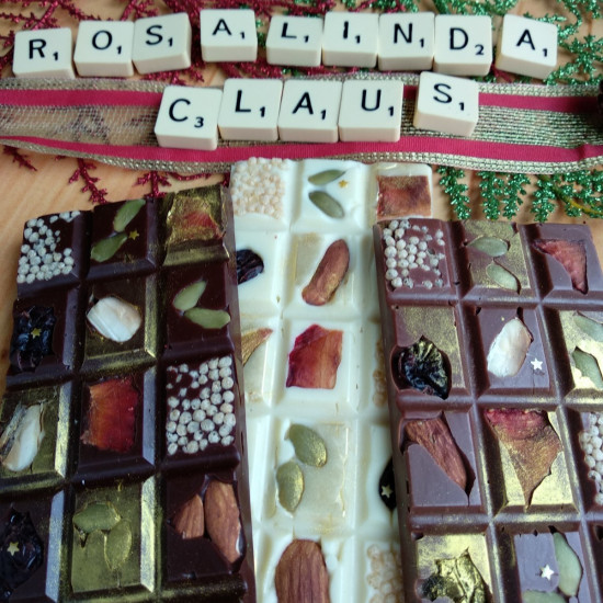 Barra de chocolate Rosalinda Claus Vestida de Novia (50 g) de Querencia Cacao