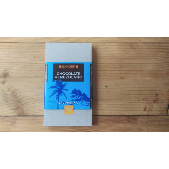 Barra de chocolate oscuro 65% con sal marina 60g de Sander Chocolatier Barra de chocolate oscuro 65% con sal marina 60g de Sander Chocolatier