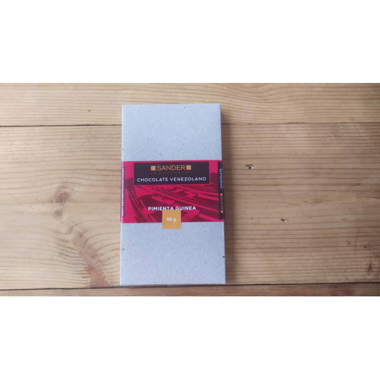 Barra de chocolate con leche al 38% y pimienta guinea 90 g de Sander Chocolatier Barra de chocolate con leche al 38% y pimienta guinea 90 g de Sander Chocolatier