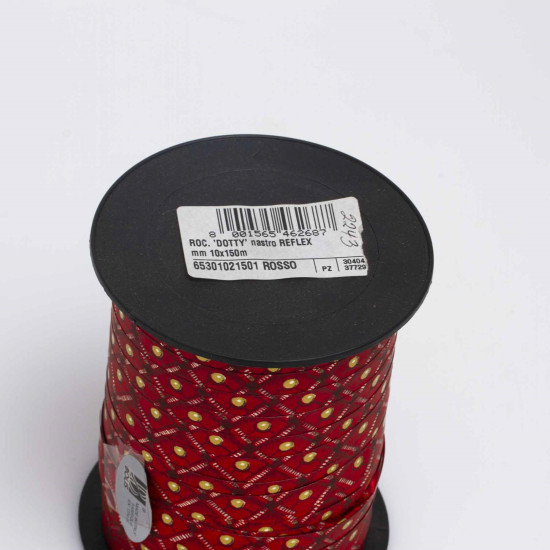 Rollo de Cinta de regalo Reflex Dotty Color Rojo con rombos  (1 cm X 150 m) 