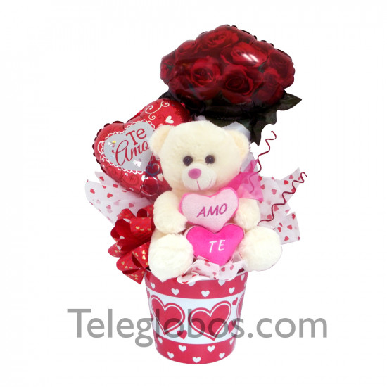 Arreglo de globos Osito Corazón Arreglo de globos Osito Corazón