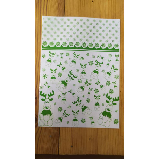 Bolsas de regalo transparente gde. Renos verdes Bolsas de regalo transparente gde. Renos verdes