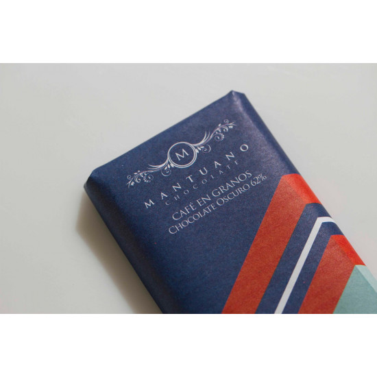 Barra de chocolate oscuro 62% con café en granos Mantuano de 80 g Barra de chocolate oscuro 62% con café en granos Mantuano de 80 g