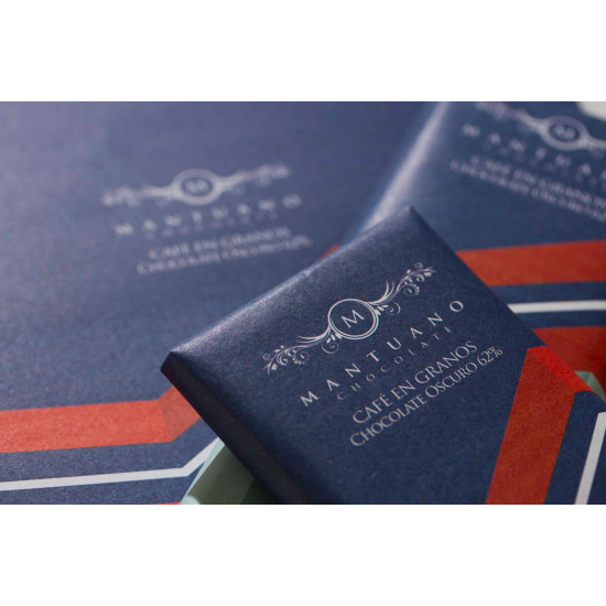 Barra de chocolate oscuro 62% con café en granos Mantuano de 80 g Barra de chocolate oscuro 62% con café en granos Mantuano de 80 g