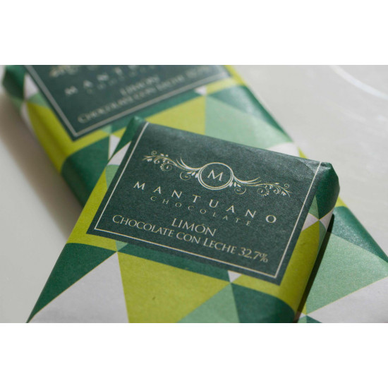 Barra de chocolate con leche 32.7% con limón Mantuano de 80 g Barra de chocolate con leche 32.7% con limón Mantuano de 80 g