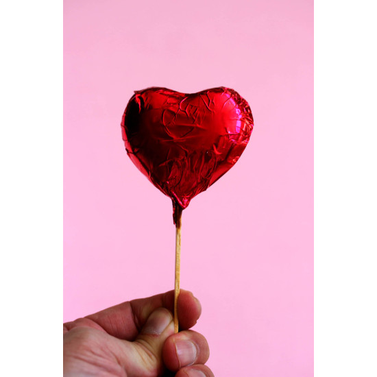 Chupeta de chocolate corazón de Sander Chocolatier
