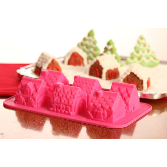 Molde de silicón casitas suizas ponquecitos cupcakes