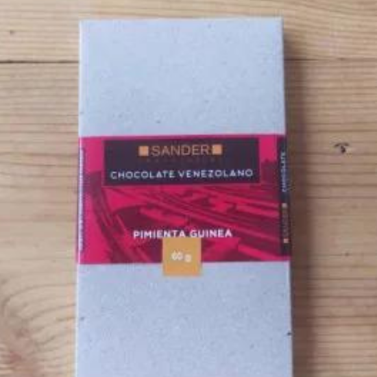 Barra de chocolate con leche al 38% y pimienta guinea 60 g de Sander Chocolatier Barra de chocolate con leche al 38% y pimienta guinea 60 g de Sander Chocolatier